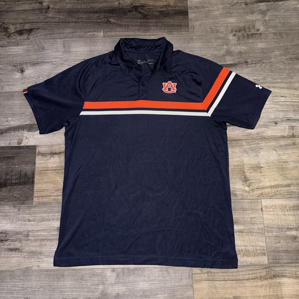 Auburn University Tigers Under Armor Large Polo Shirts - Lot of 2 - Picture 3 of 9
